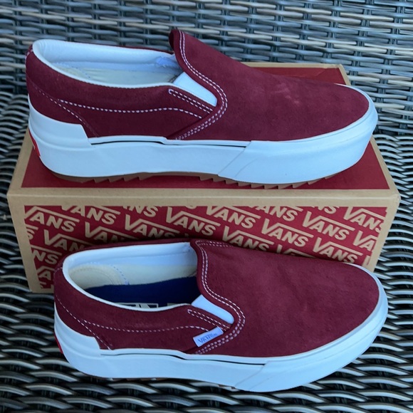 Vans Classic Slip-On Stacked Platform Suede Pomegranate/True White WMNS - Picture 2 of 16